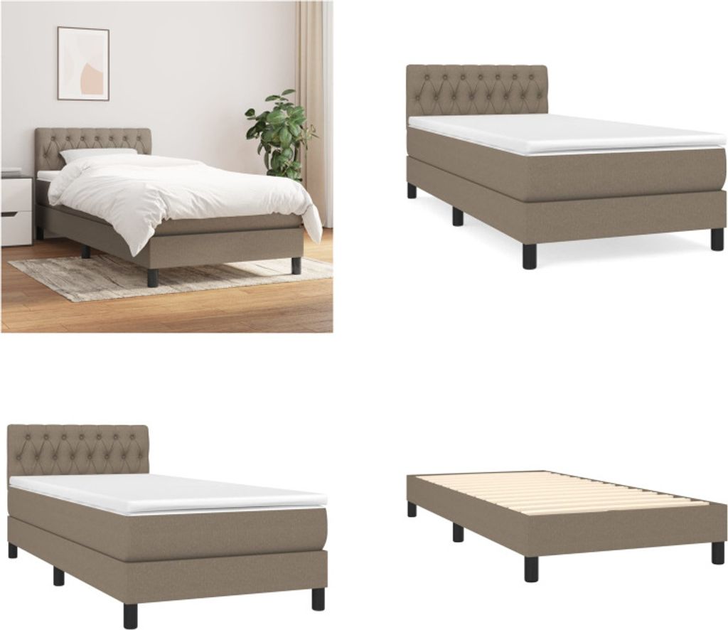 vidaXL Boxspringbett mit Matratze Taupe 90x190 cm Stoff - Boxspringbett - Boxspringbetten - Bett - Schlafzimmermöbel