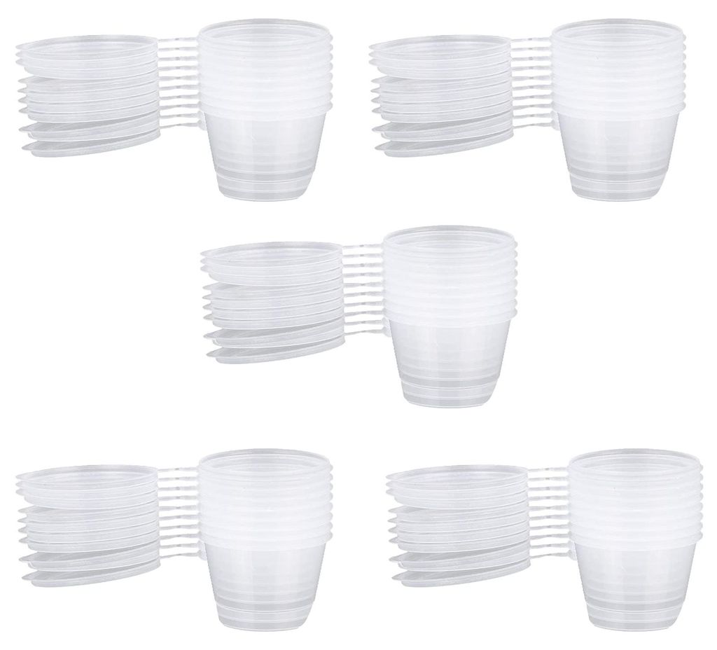 50 transparente Mini-Kunststoffbecher mit Deckel, 100 ml