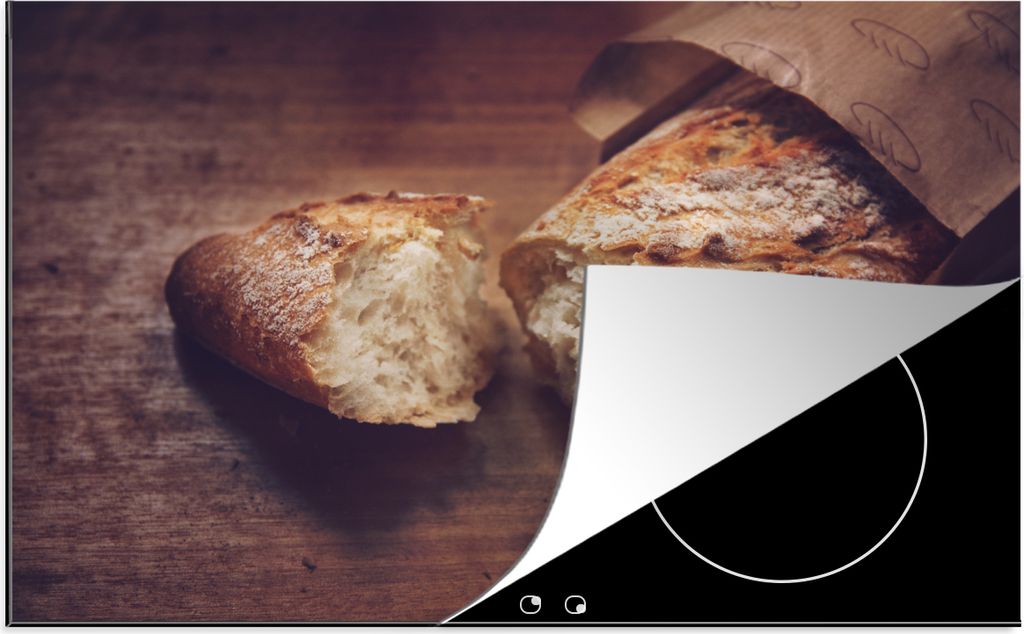 KitchenYeah Herdabdeckplatte Rustikales Baguette , 77x51cm, Küche Deko, Glaskeramikkochfeld Herdabdeckung, Abdeckplatte fùr Kochfeld