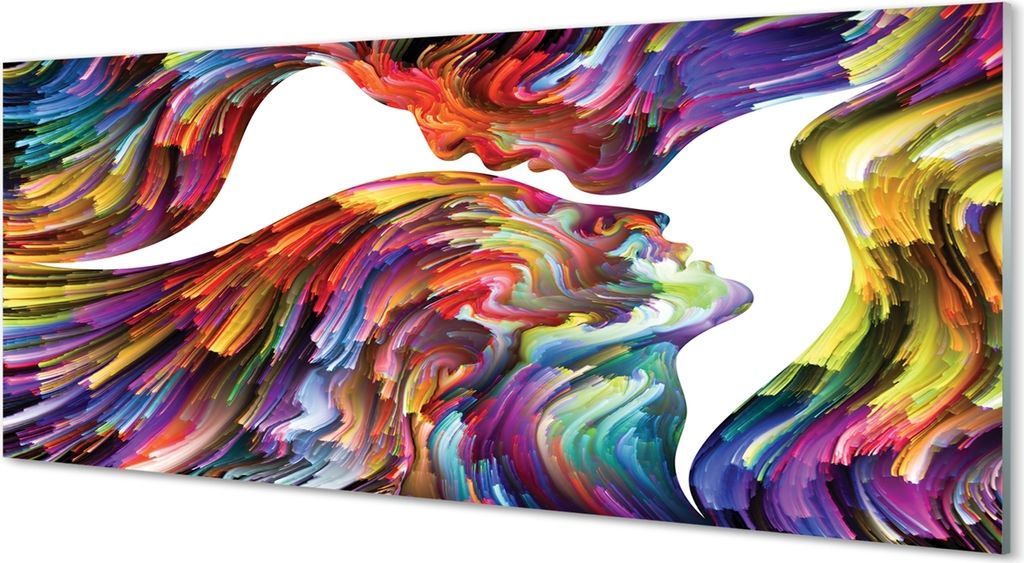 Glasbilder 125x50 Wandkunst Farbbild-Gesichter