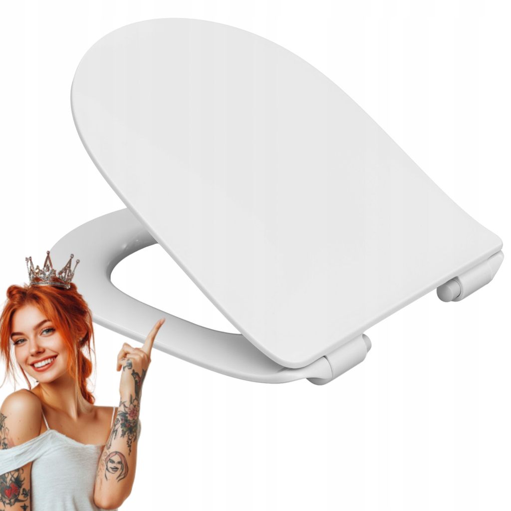 WC Sitz - Toilettensitz Slim - Weiß - 44cm X 37cm - Antibakteriell - Duroplast - Vitra S50 - Toilettendeckel