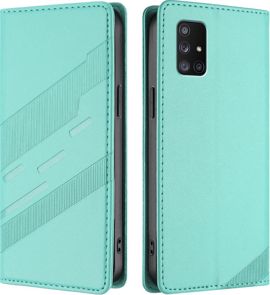Hülle für Samsung Galaxy A71 4G, Kunstleder Brieftaschen Handyhülle mit Kartenfach und Standfunktion Türkis