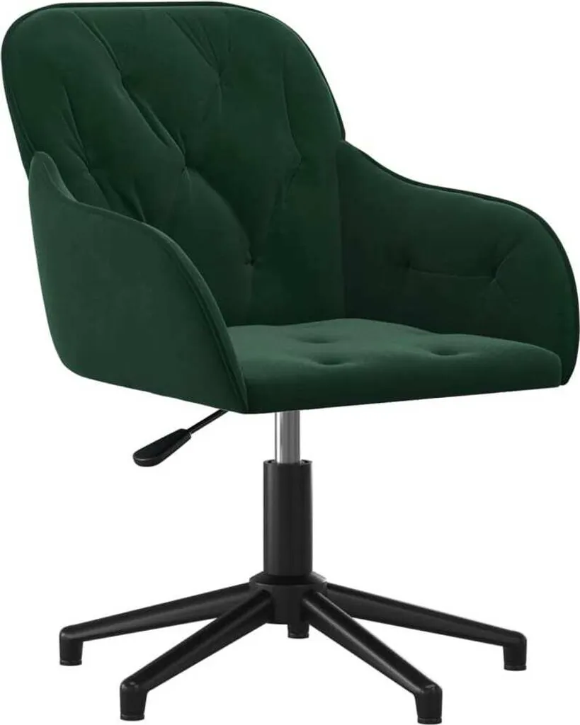 Sedia Scrivania Velluto Verde Scuro Girevole | Arredo Glamour Ufficio