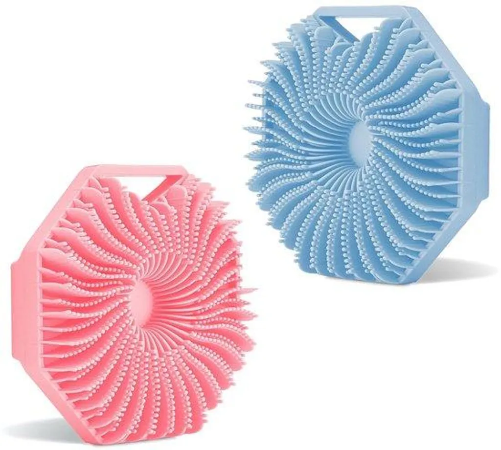 Lot de 2 brosses de douche en silicone exfoliantes avec manche ergonomique