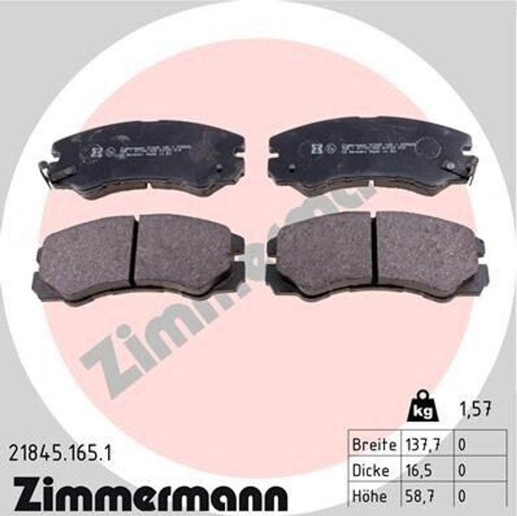 ZIMMERMANN 21845.165.1 - Bremsbeläge für Frontera B (U99)