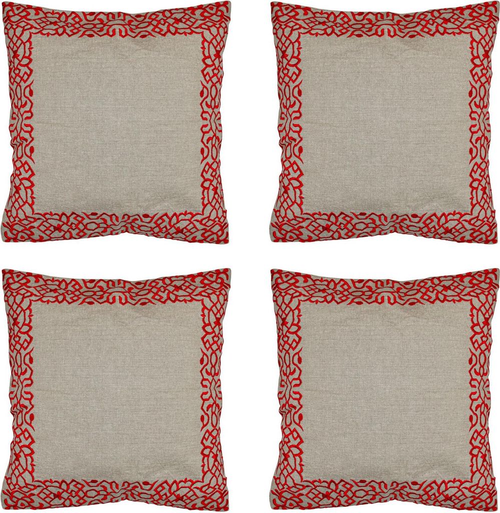 Marrakesch 4er Set Kissenbezug Kissen 40x40 cm groß | Sofakissen Kuschelkissen aus Baumwolle bestickt als Wohnzimmer Deko auf dem Sessel & Sofa | ...