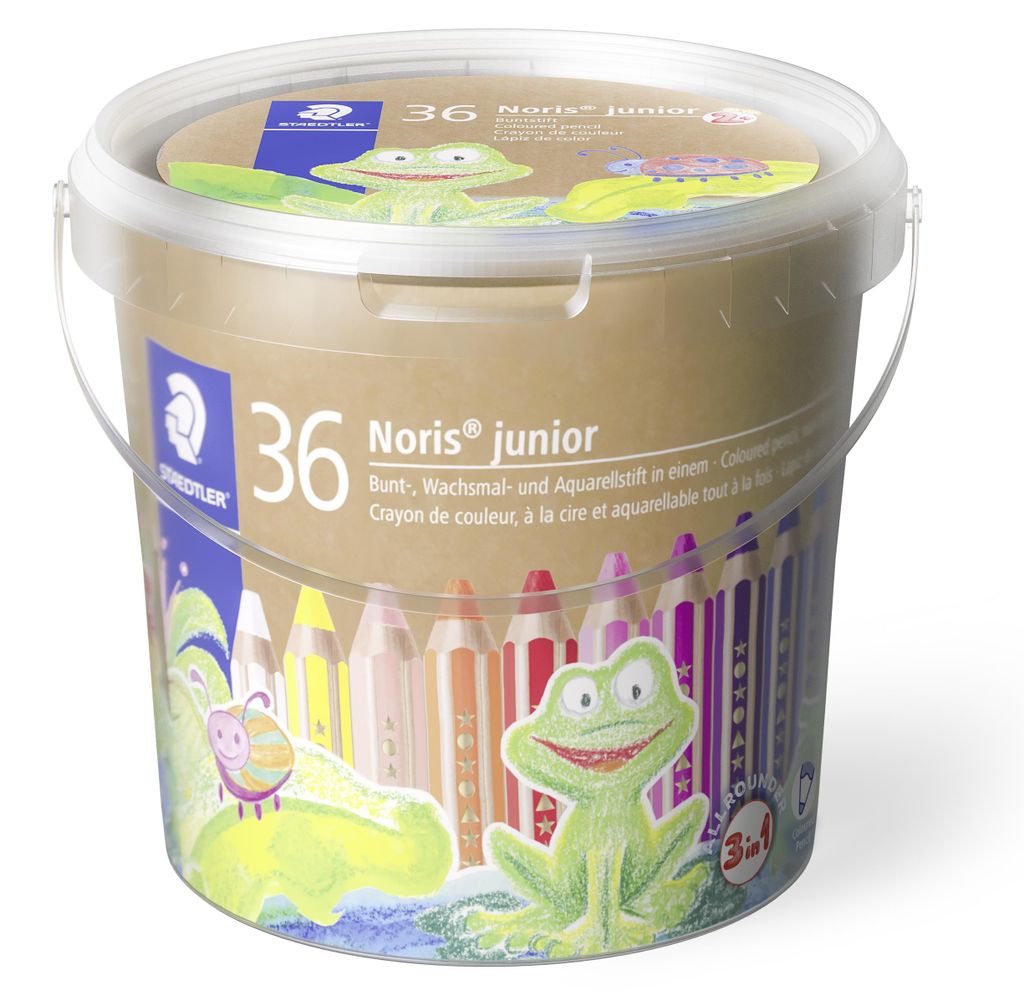 STAEDTLER Noris junior 140 3 in 1 Kindermalstift Eimer mit Produktbild 