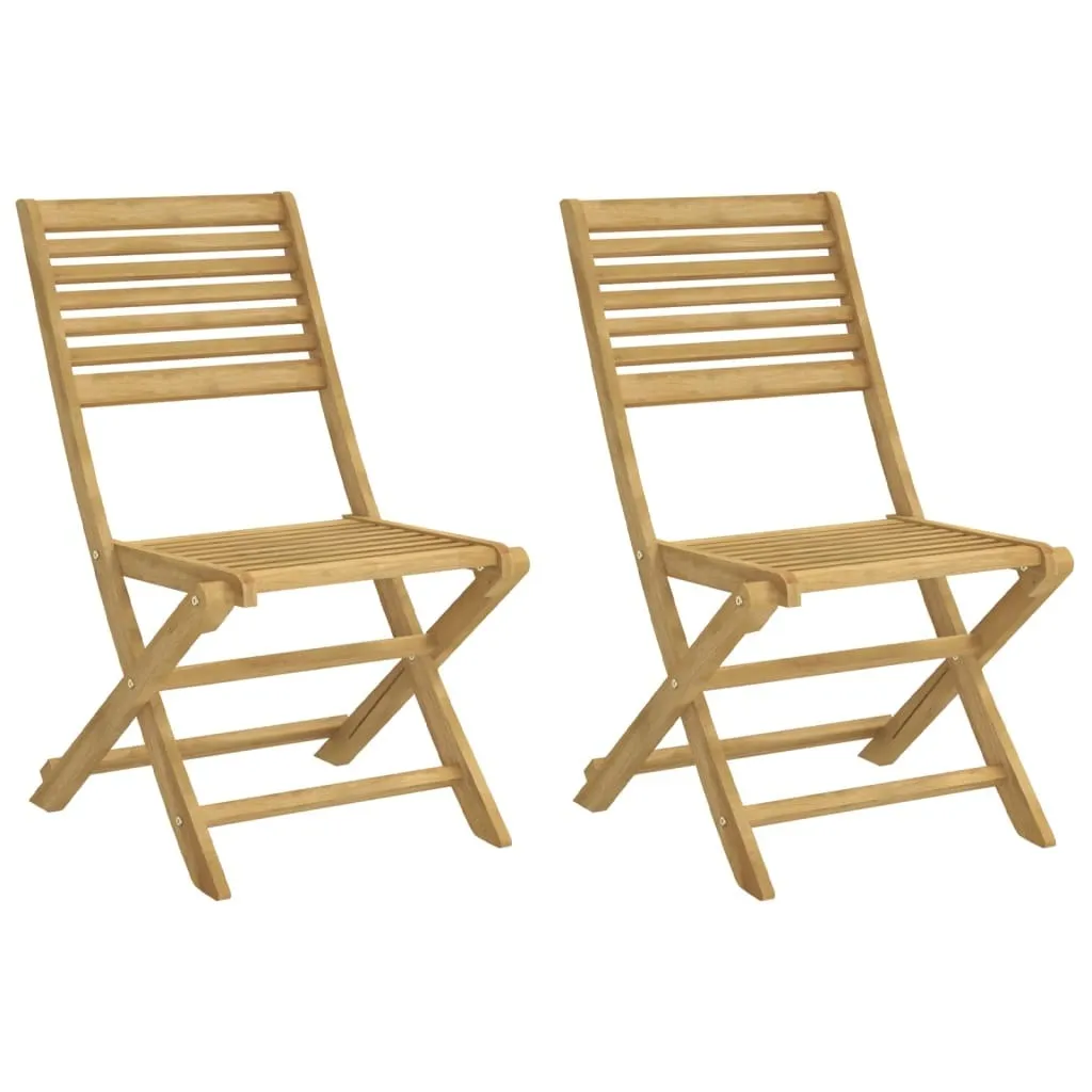 Chaises de Jardin Gain de Place en Bois d'Acacia Lot de 2 Pliables 87cm