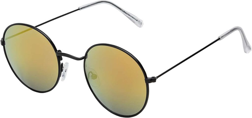 Damen Herren Sonnenbrille Rund Form Verspiegelt 80er Modern Urlaub Strand 30569 Rosa-Gelb
