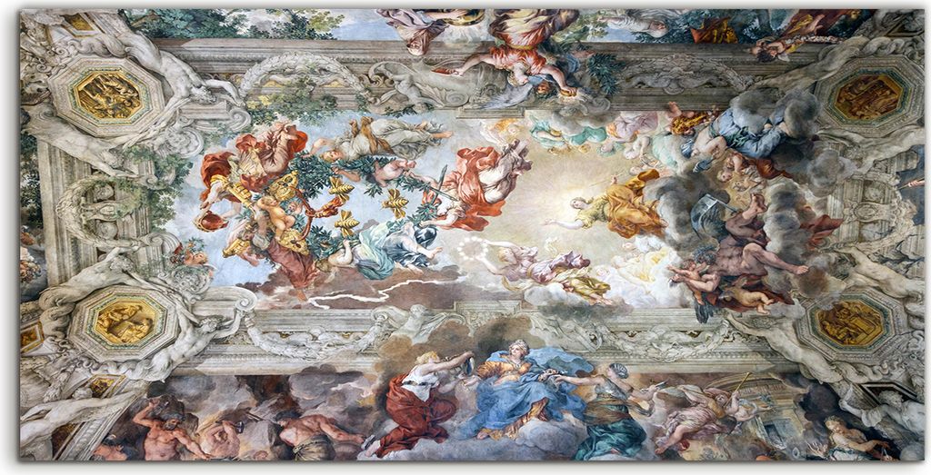 Coloray Spritzschutz aus Glas 140x70 Wandkunst Küchenrückwand Deckenfresko Italien Palastarchitektur