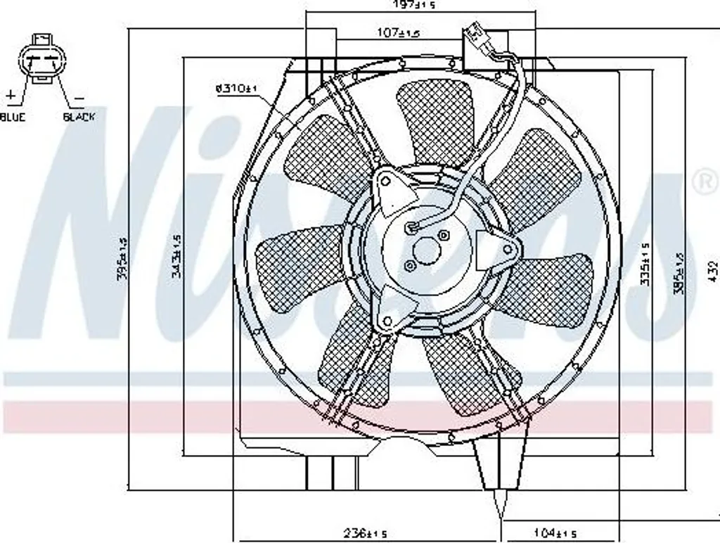 Ventilateur de Radiateur OE FS8W15035 Nissens 85275 Haute Résistance