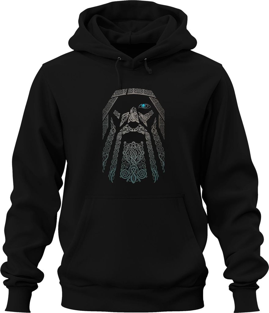 Wikinger Odin Keltische Knotenmuster Nordisch Geflochten Viking Uni Hoodie Kapuzenpullover, Schwarz, 3XL