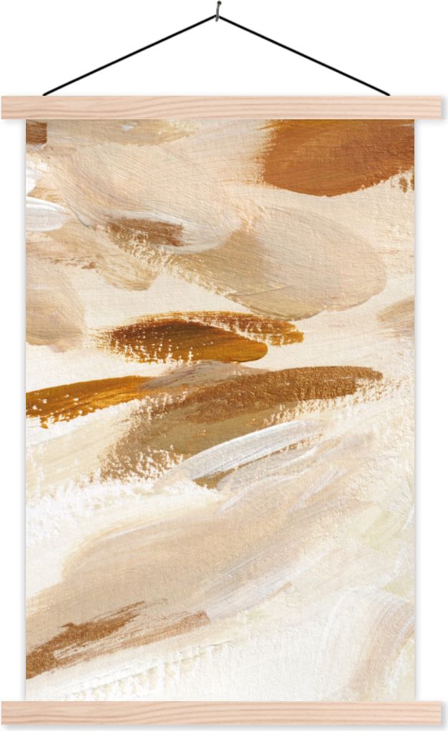 MuchoWow Textilposter Farbe - Malerei - Beige 40x60 cm mit holzfarbenen Rahmen - Poster