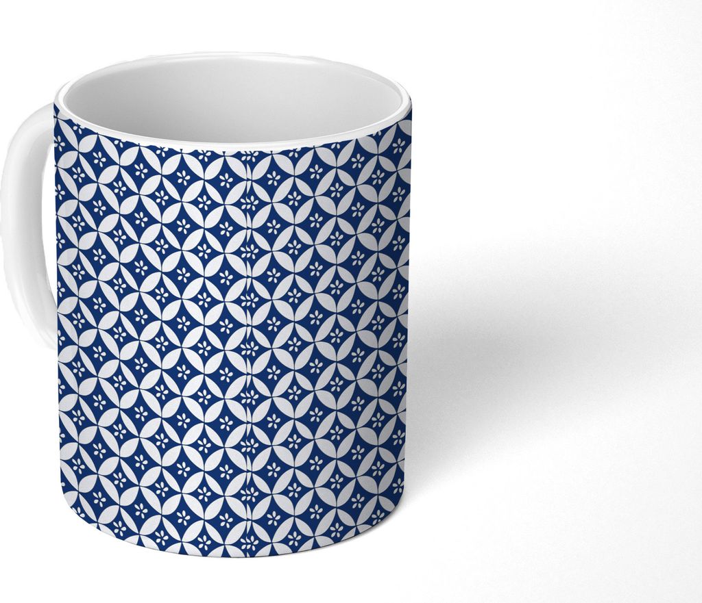 MuchoWow Tasse Kaffeetasse Kaffeebecher 350 ml Japan - Muster - Blau Teetasse - Fototasse - Becher - Keramikbecher - Teebecher - Kaffeetasse - B...