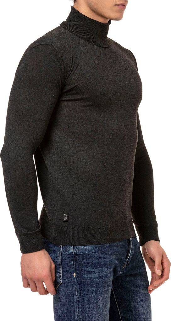 Red Bridge Herren Strickpullover Rollkragen Pullover Feinstrick Anthrazit L