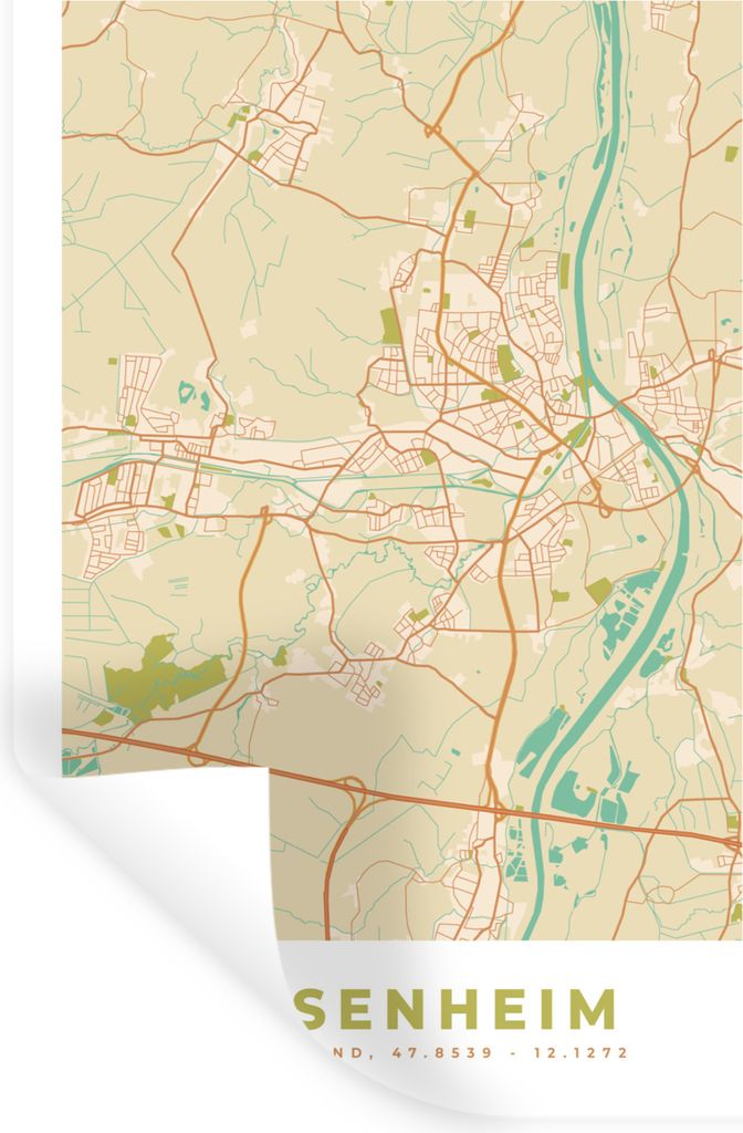 MuchoWow Wandtattoo Wandsticker Wandaufkleber Rosenheim - Karte - Vintage - Stadtplan 20x30 cm Selbstklebend und Repositionierbar - Sticker - Dek...