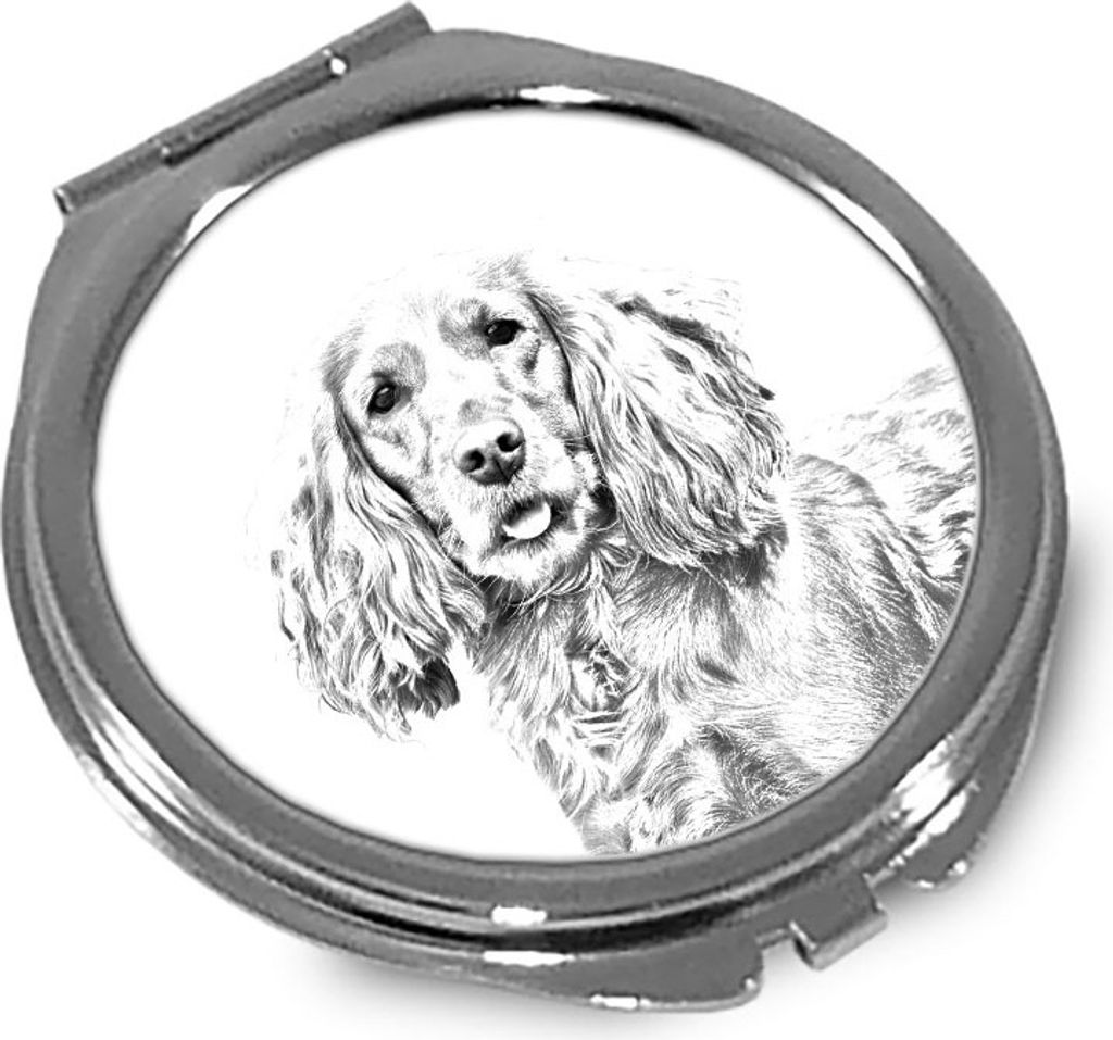 English Cocker Spaniel, Englische Cockerspaniel - Taschenspiegel mit Hund, personalisierter Taschenspiegel, kompakter Spiegel mit Art-Dog-Logo