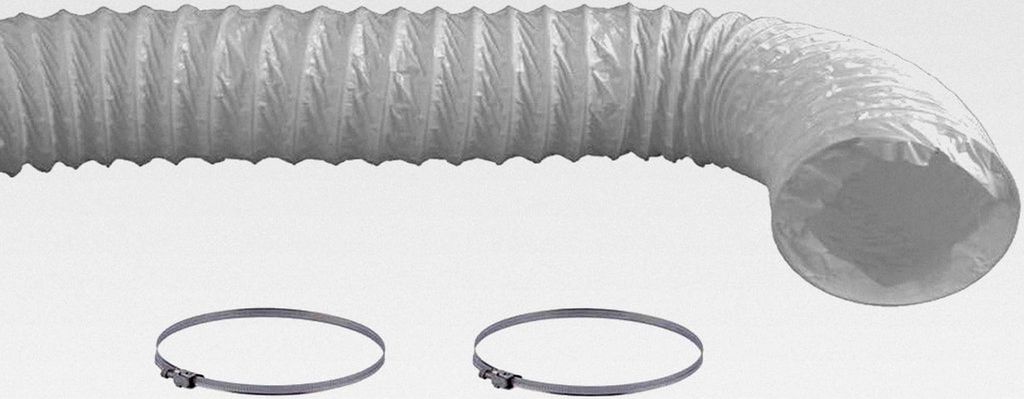 Abluftschlauch 5 Meter / 100mm flexibler PVC-Schlauch inkl. 2 Schellen für Klimaanlage, Abzugshaube, Wäschetrockner