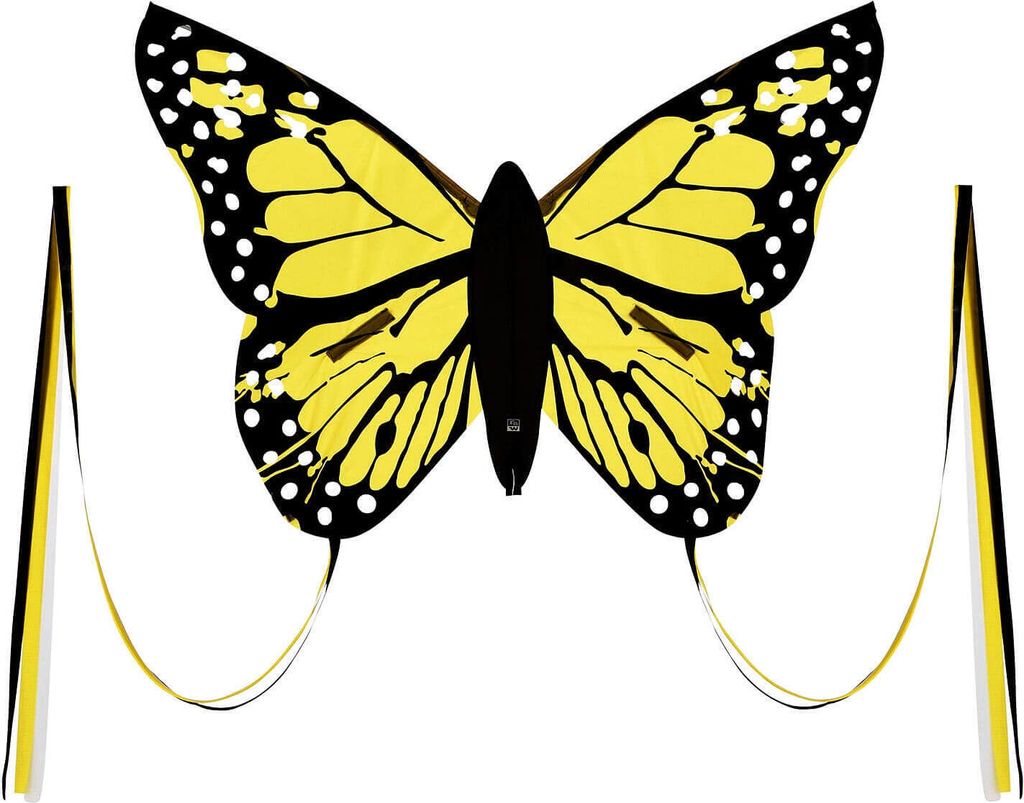 Wolkenstürmer Kinderdrachen Bella Butterfly (gelb), Einleinerdrachen mit Glasfasergestänge - flugfertig inkl. Schnur