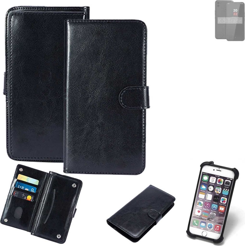 K-S-Trade 360° Hülle kompatibel mit Volla Phone 22 schwarz Kunstleder Case BookCase WalletCase Kunstlederederhülle Handyhülle, Rundumschutz Bumper