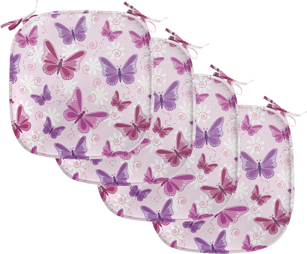 Coussins de Chaise Imperméables avec Sangles Lot de 4 Décor Papillons