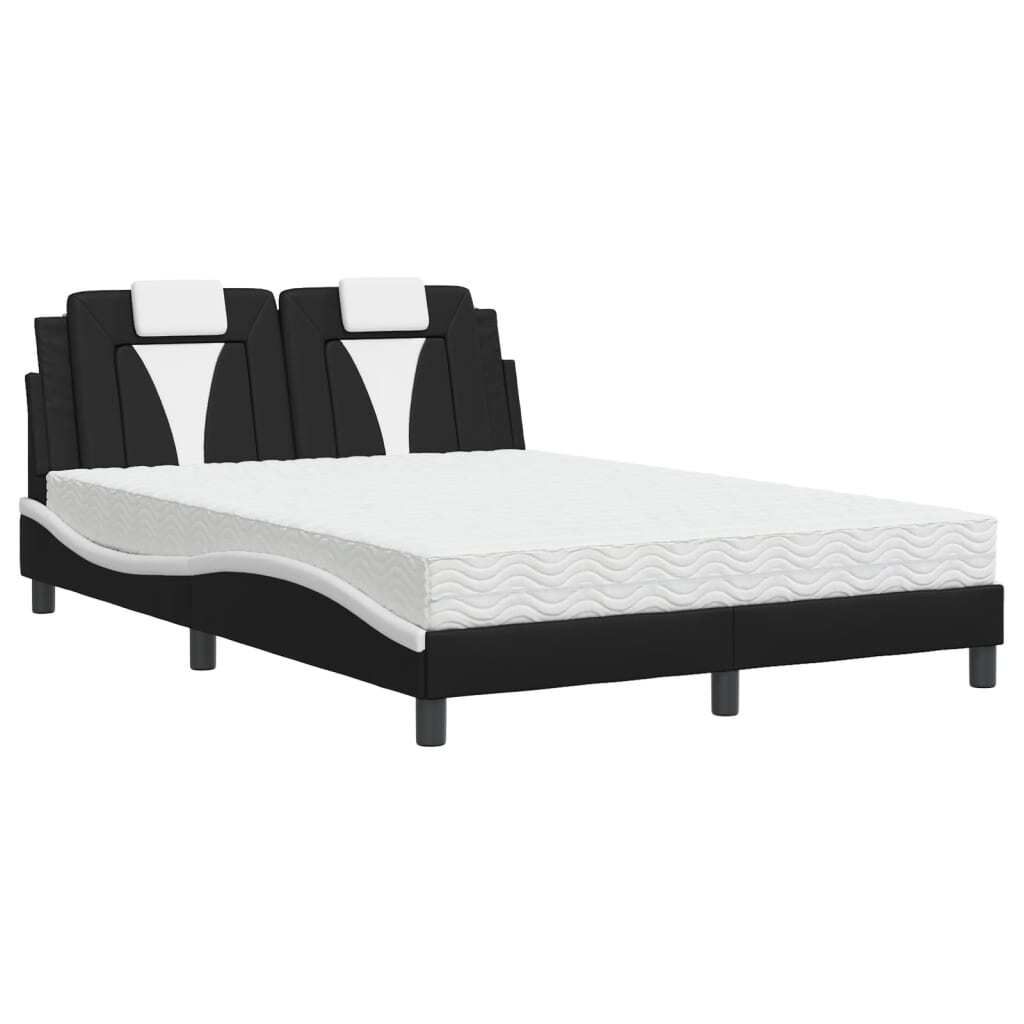 Maison Exclusive - Bett "Viana" mit Matratze Schwarz und Weiß 140x200 cm Kunstleder