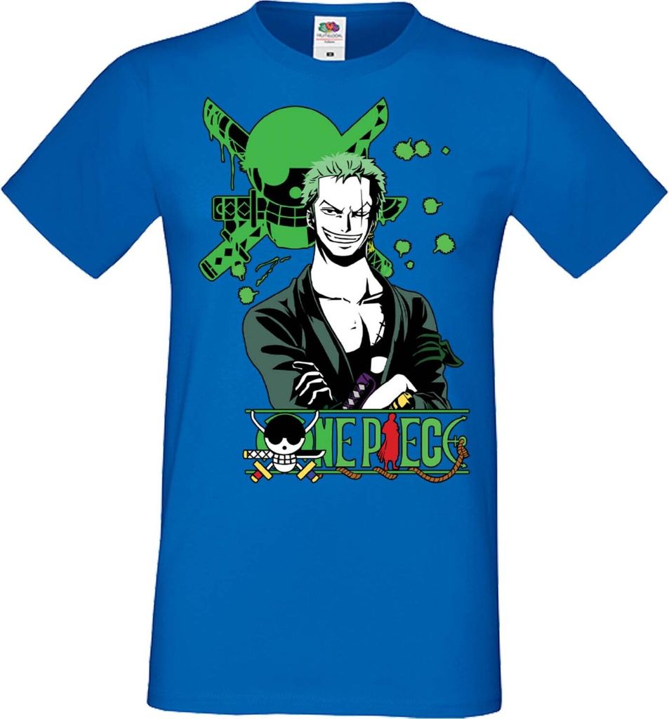 Herren T-Shirt Manga Anime One Manga Piece Anime Roronoa Zoro 03 Zoro, Man XL / Blau