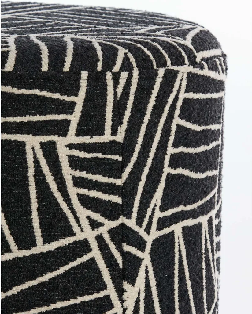 Pouf Davonte Noir et Blanc à Motifs Géométriques Light & Living Ø40 - 2