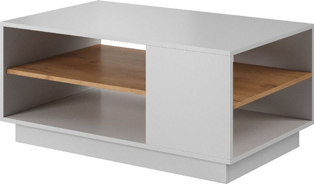 Couchtisch 3D Caffetisch weiß matt / eiche craft gold