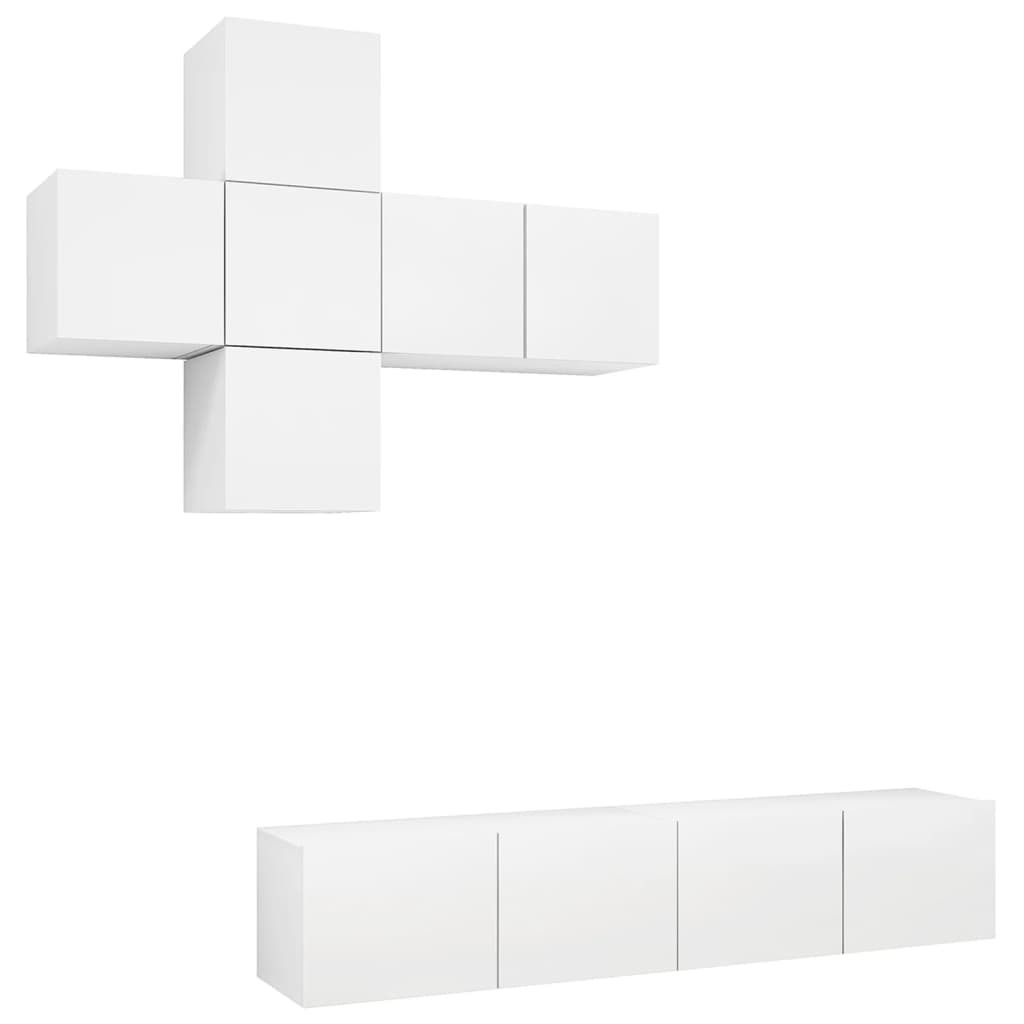 7-tlg. TV-Schrank-Set Weiß Holzwerkstoff