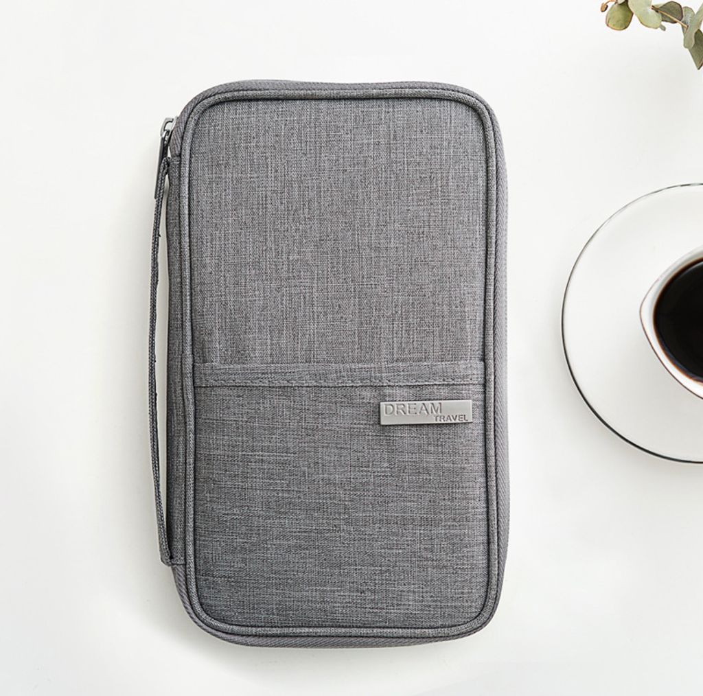INF Geräumiges Reisepass-Etui Grau S
