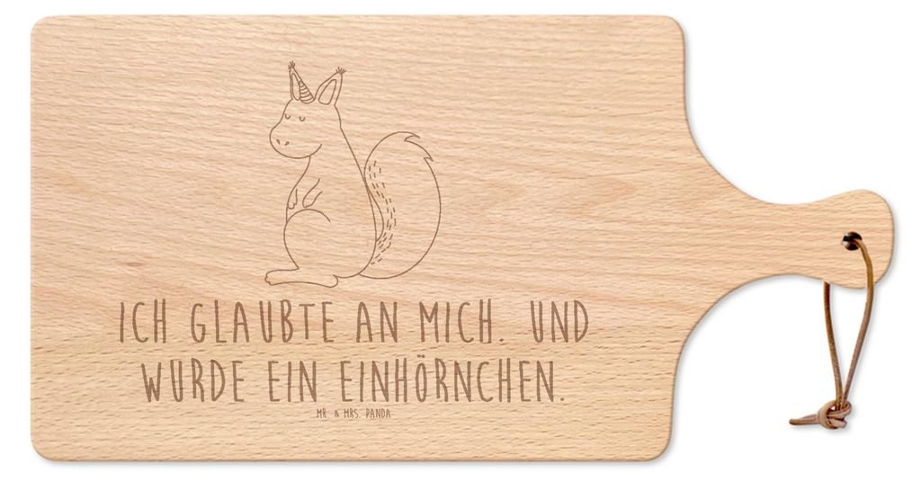 Mr. & Mrs. Panda Frühstücksbrettchen Einhorn Glauben - Transparent - Geschenk, Brett, holzbrett mit griff, Einhörnchen, Eichhörnchen, Brettchen...