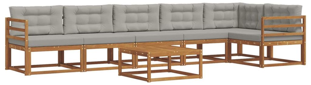 vidaXL Outdoor-Sofagarnitur mit Kissen 7 pcs Natürlich und Hellgrau