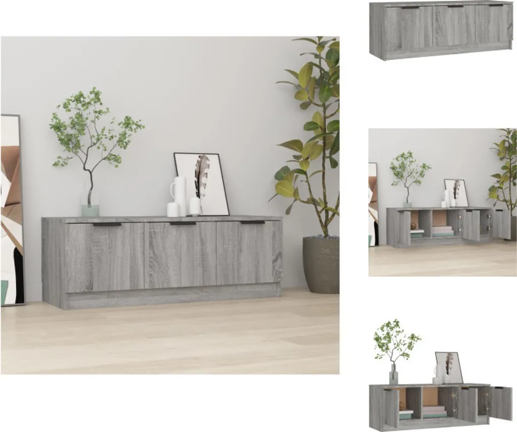 Banc TV Coloris Gris Sonoma 102 cm - Buffet Bas Multimédia Gain de Place
