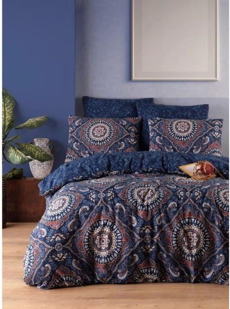 L'Essentiel Linge de Maison, Varak - Dark Blue, King-Size-Bettbezug-Set (FR), 65 % BAUMWOLLE / 35 % POLYESTER, Dunkelblau, 240 x 220 cm