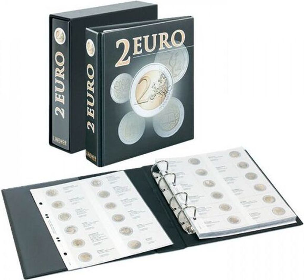 Lindner 3535E2 PUBLICA M 2 Euro-Vordruckalbum, Band 2 (chronologisch ab Italien 2015) mit Schutzkassette