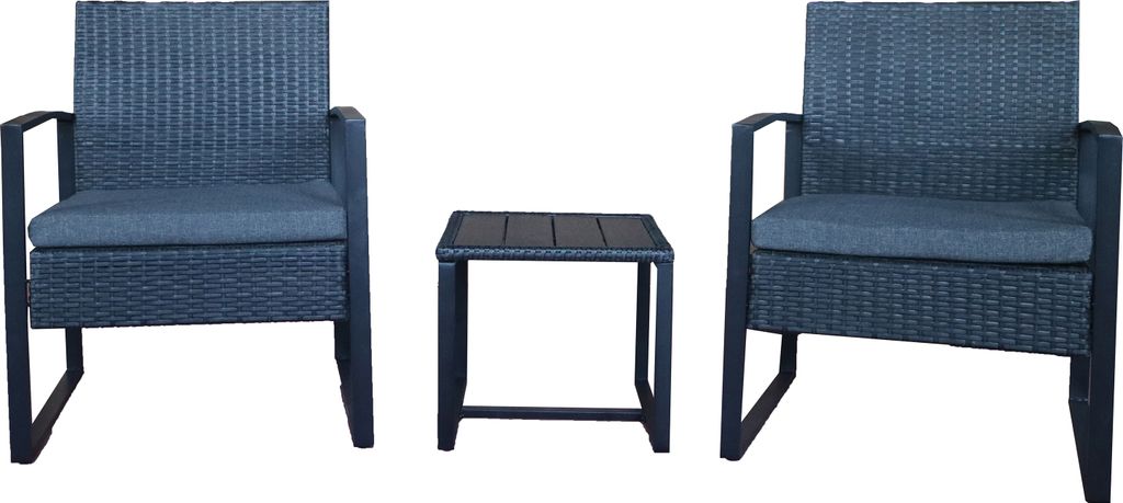 Möbilia Garten Sitzgruppe 5-tlg aus Polyrattan | 2 Stühle inkl. Sitzkissen B 60 x T 62 x H 80 cm | Beistelltisch B 40 x T 40 x H 37 cm | anthrazi...