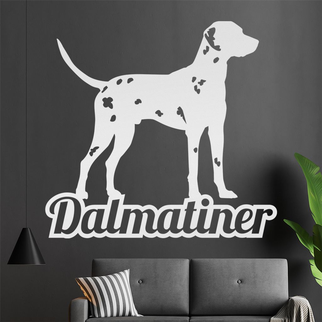 KIWISTAR Dalmatiner mit Name Silhouette Schrift Wandtattoo in 6 Größen - Wandaufkleber Wall Sticker - Dekoration, Küche, Wohnzimmer, Schlafzimme...
