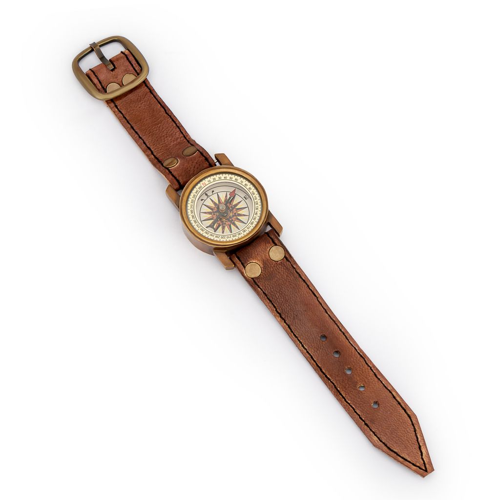 NKlaus 40mm Armband-Kompass aus Messing antik