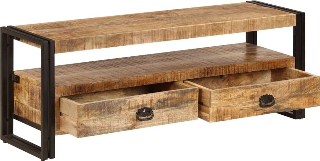 "Winterschlussverkauf "TV-Schrank Industriestil - CLORIS - Fernsehenschrank - 120x35x45 cm Massivholz Mango - NeuMöbel8897159