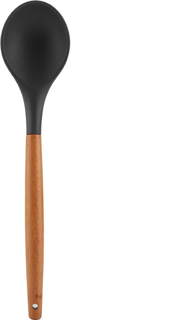 Silikon-Küchenutensilien für Zuhause und Restaurant, Kochutensilien mit Holzgriff (Löffel)