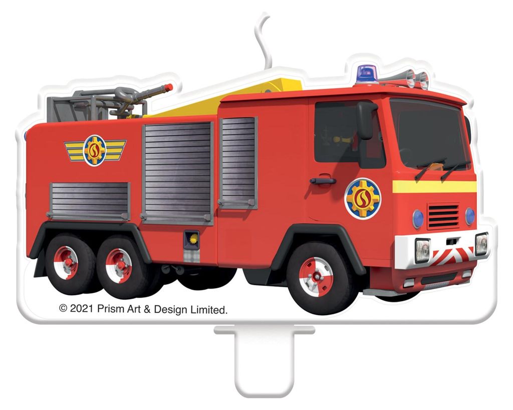 Geburtstagskerze Feuerwehrmann Sam Feuerwehrauto 9 x 5 cm -