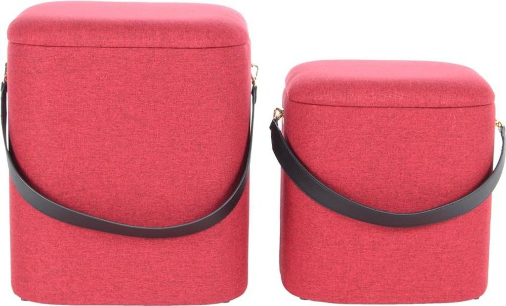 Hocker Arabella 200 2er-Set Rot / Schwarz Produktbild 
