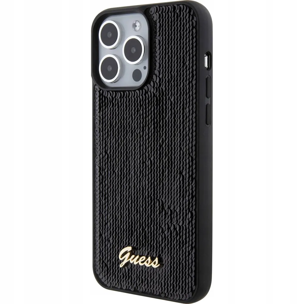 Custodia Guess iPhone 15 Pro Max Sequin Script - Nero Scintillante - 2
