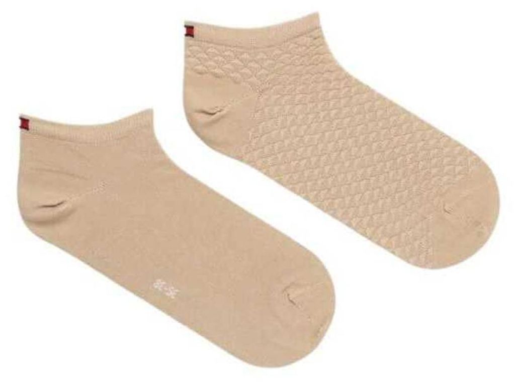 Tommy Hilfiger - Knöchelsocken für Damen, Strukturiert (2er-Pack) NA697 (35 EU - 38 EU) (Beige)