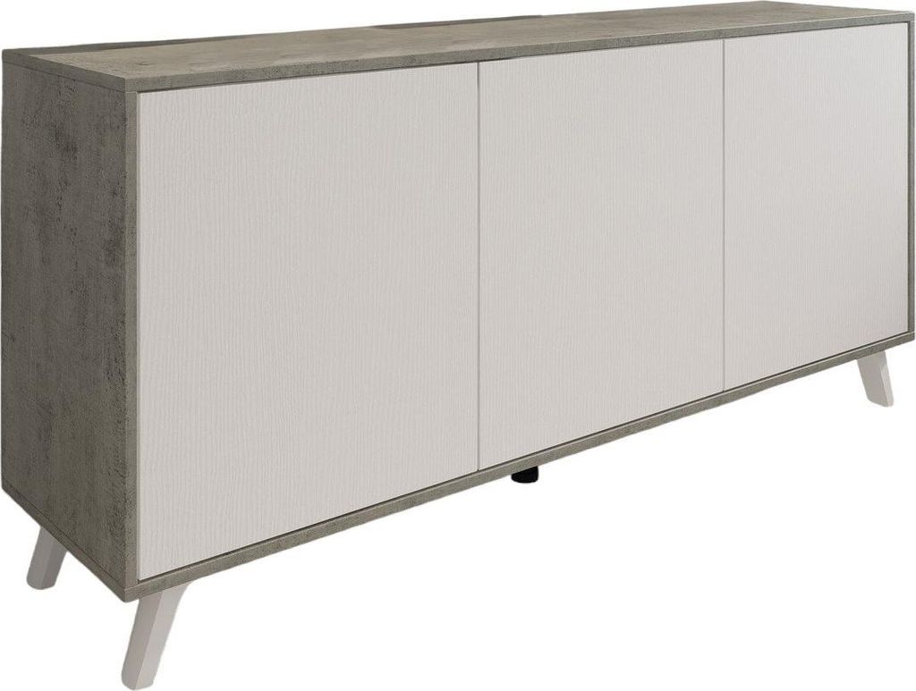 Dmora Sideboard Weddell 153,9x39,6x72h cm Grau 3 Böden 3 Türen
