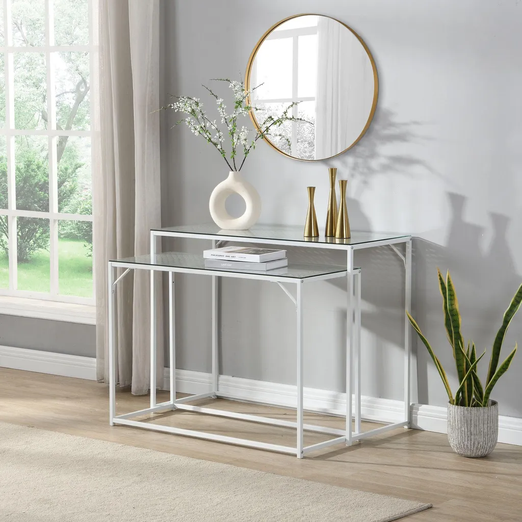 Petite table basse métal et verre blanche : solution idéale gain de place