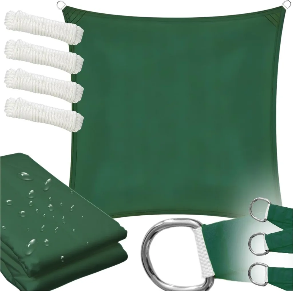 Tenda da sole verde, baldacchino, telo da sole, impermeabile ai raggi UV, 3x3m