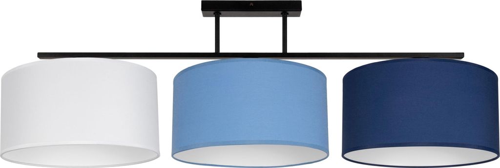 Deckenleuchte Metall Stoff E27 Schwarz Weiß Blau 3-flammig länglich Modern Deckenlampe