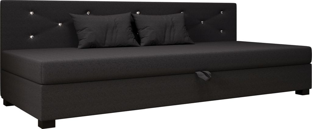 AURA SOFA Boxspringbett OLET BIZ 90x195 Komplett-Set mit Bonell Matratze, Polsterbett mit Bettkästen - Dunkelgrau, SAWANA 05